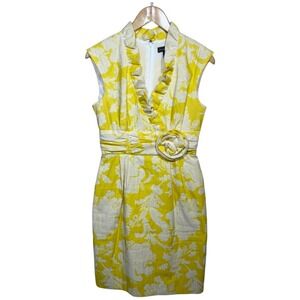 Jessica Howard Dress 8 Yellow Floral Sheath Event Office Mature Classic